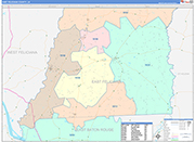 E. Feliciana County Wall Map Color Cast Style